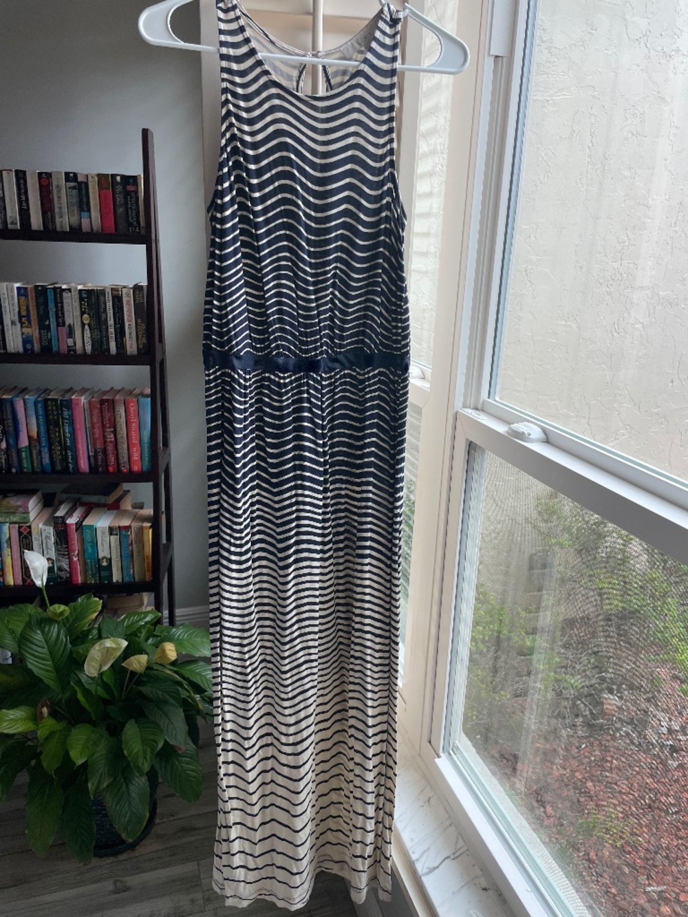 Loft Maxi dress tan and navy stripes  MP